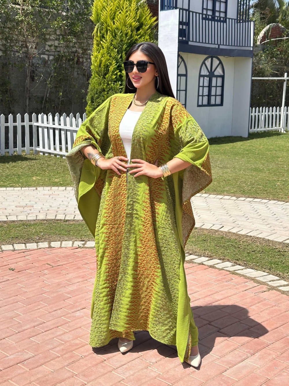 Luxury Bohemian Embroidered Open Front Kaftan - One Size  new with tag